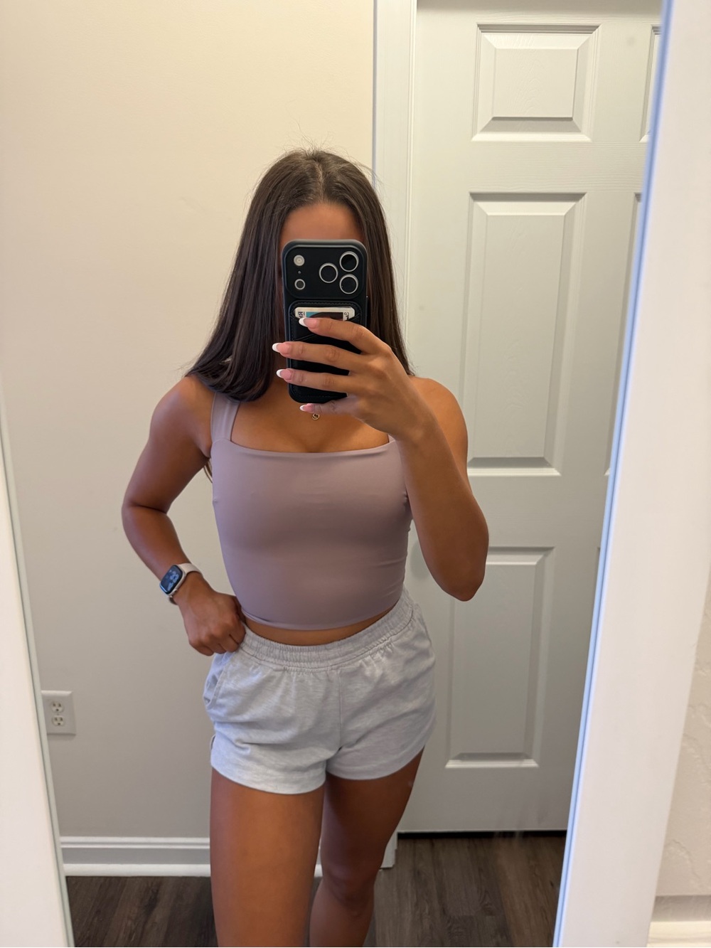 Square Neck Crop Tank Top Cute Tie Back - Mauve / Light Purple